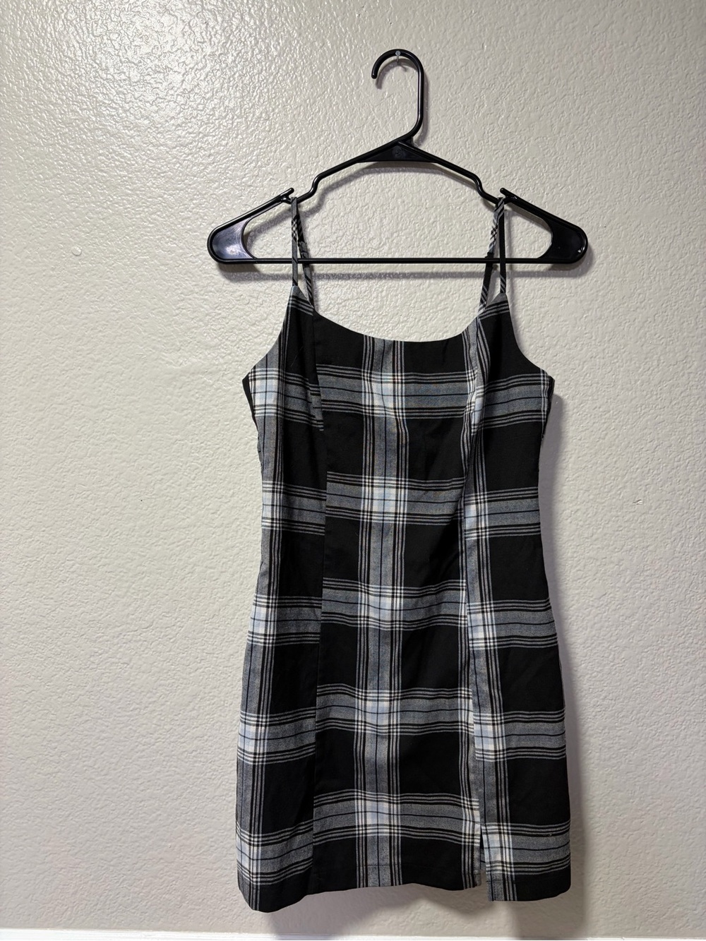 Forever 21 Black and White Plaid Mini Slip Dress